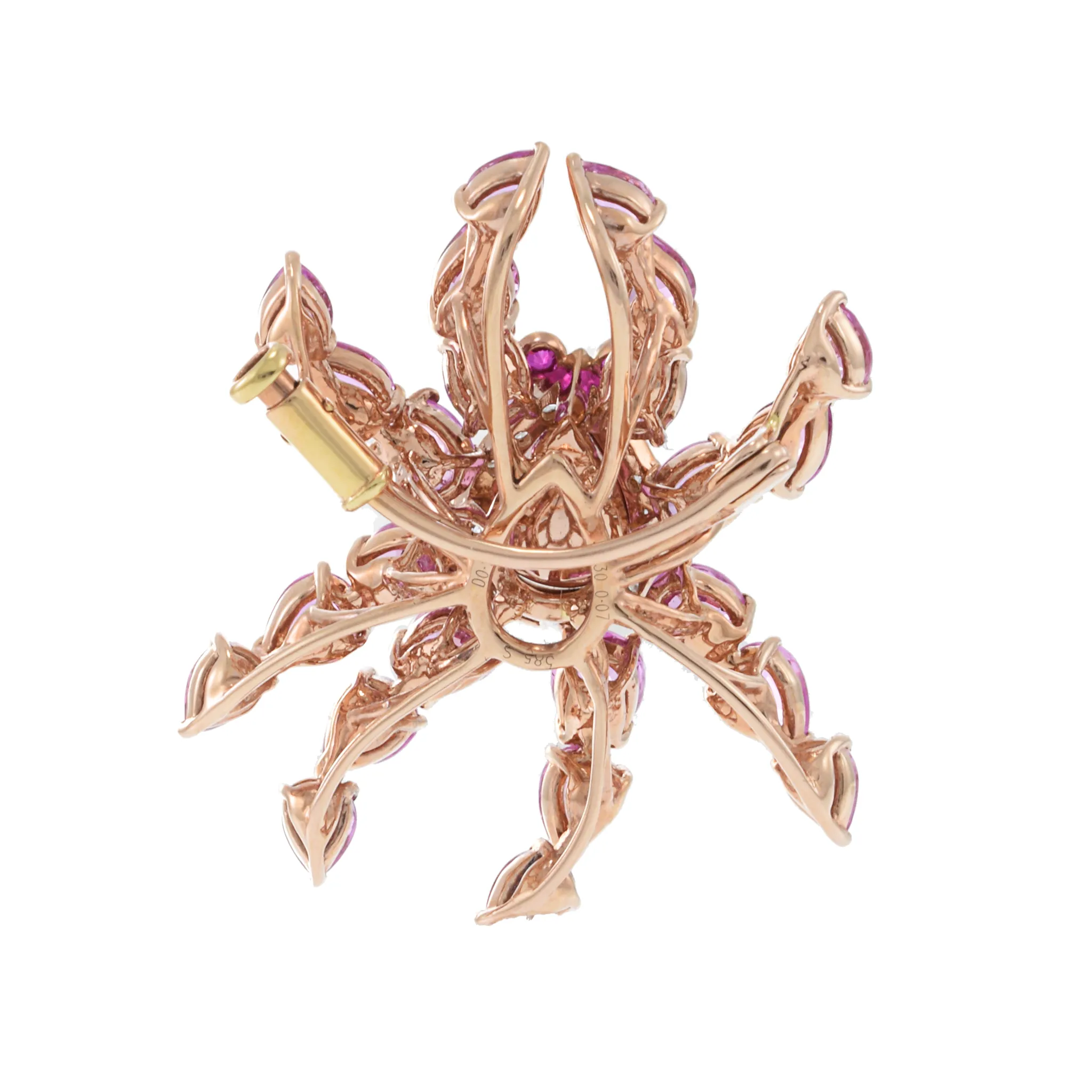 14KT Rose Gold Pink Sapphire and Diamond Crab Brooch/Pendant