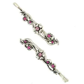 1928 Jewelry Fucshia & Rose Crystal Flower Hair Bobby Pins