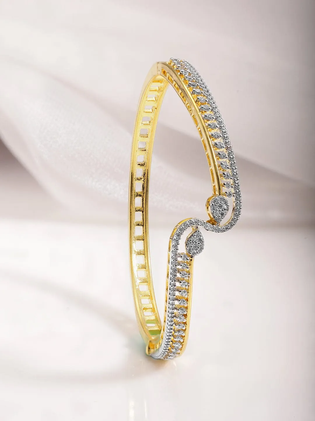 22KT Gold Plated Cubic Zirconia Stylish Slip On Bracelets