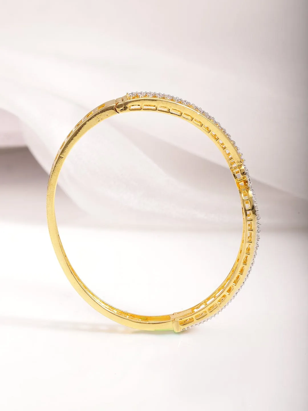 22KT Gold Plated Cubic Zirconia Stylish Slip On Bracelets