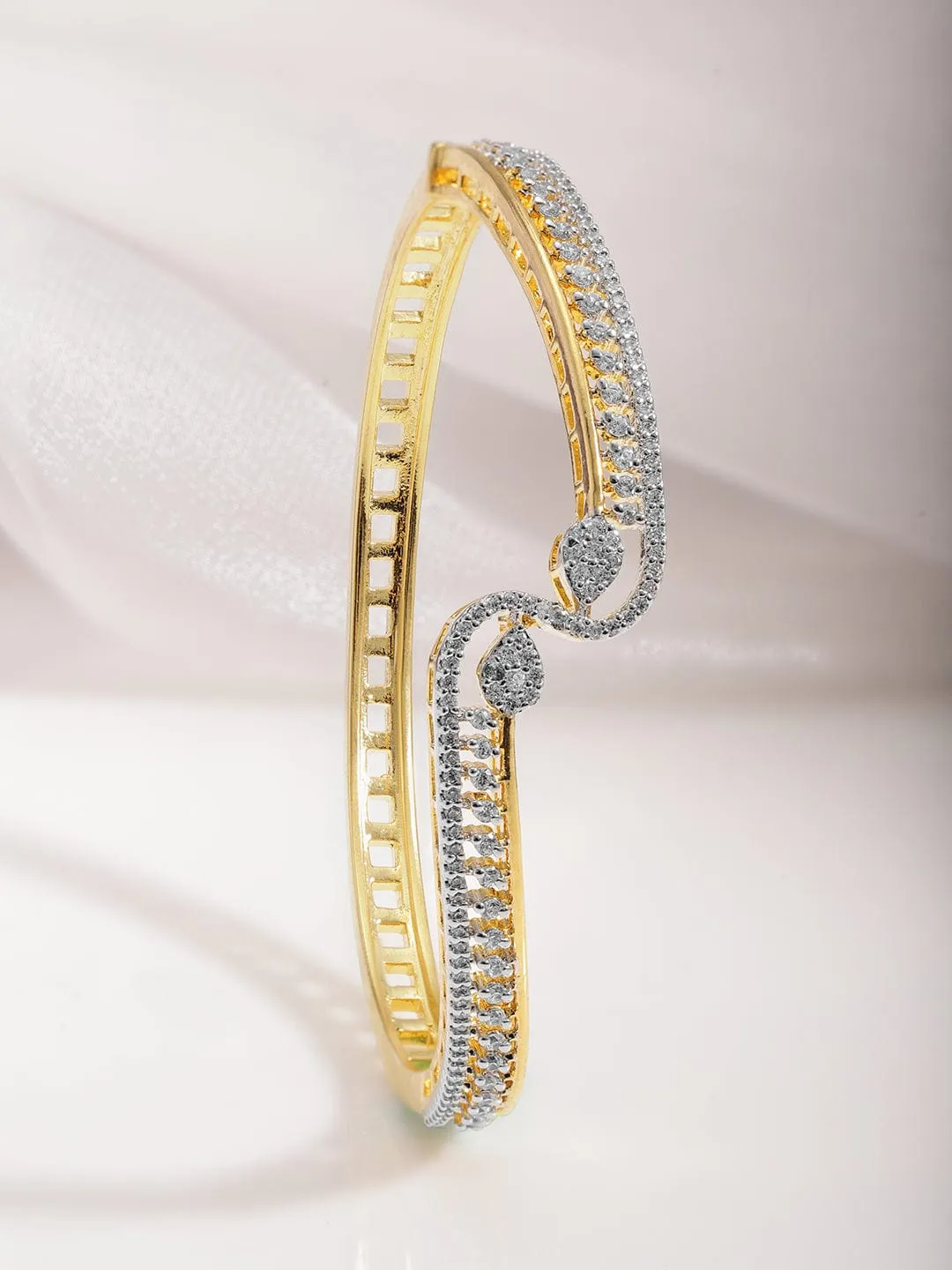 22KT Gold Plated Cubic Zirconia Stylish Slip On Bracelets