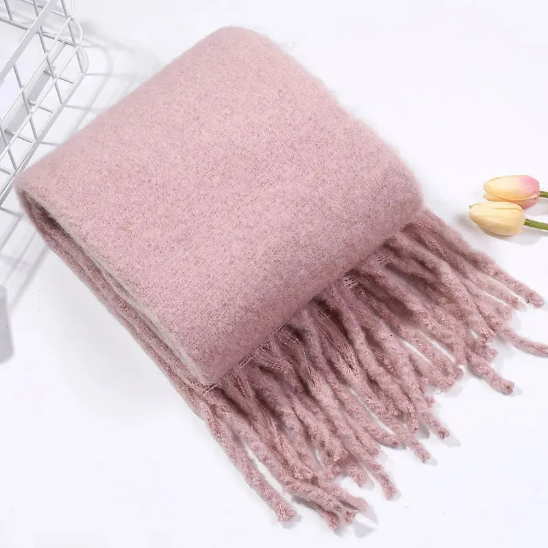 28-Color Long Muffler Soft Thick Mohair Warm Scarf