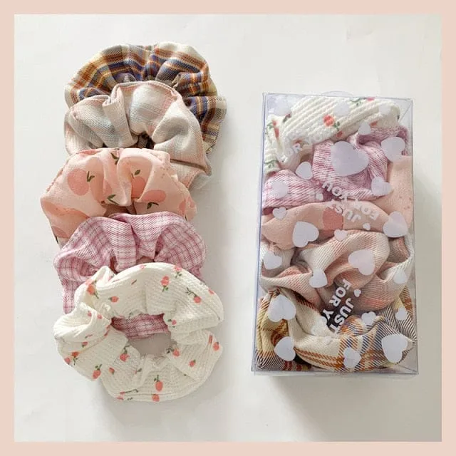 5PCS/Set Colourful Plaid Scrunchies