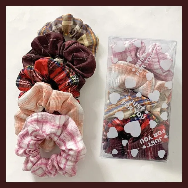 5PCS/Set Colourful Plaid Scrunchies