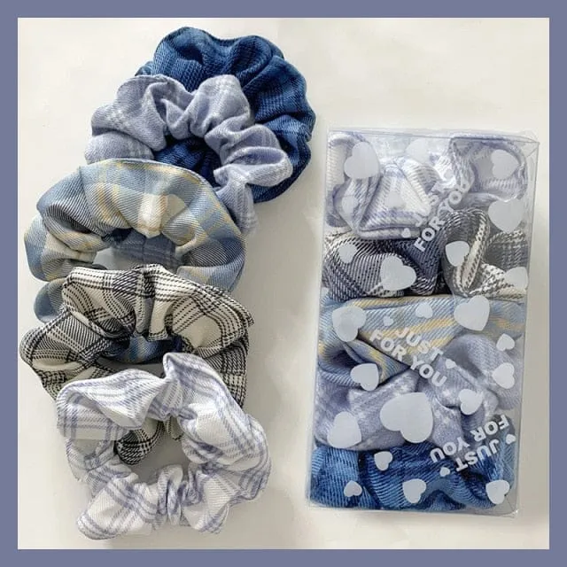 5PCS/Set Colourful Plaid Scrunchies