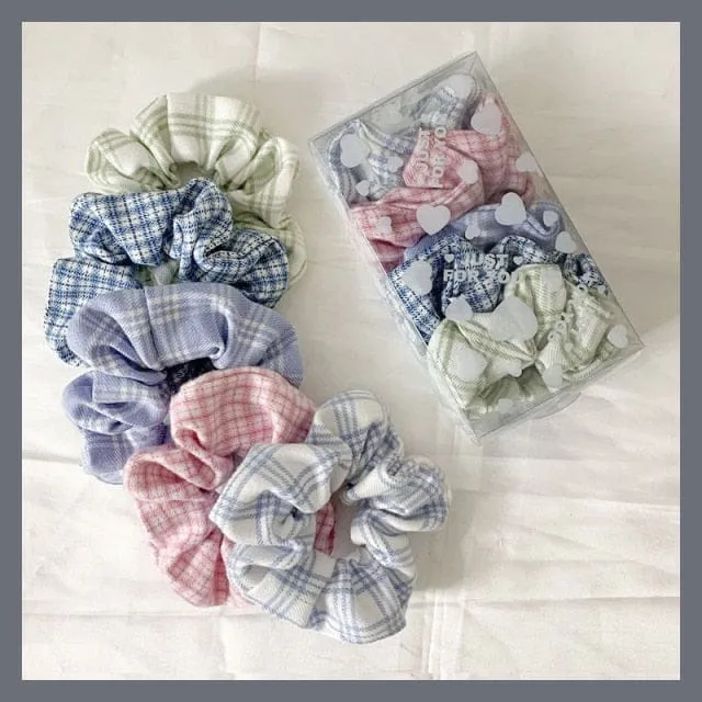 5PCS/Set Colourful Plaid Scrunchies