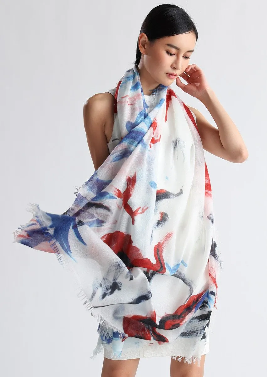 Abstract painting cashmere scarf