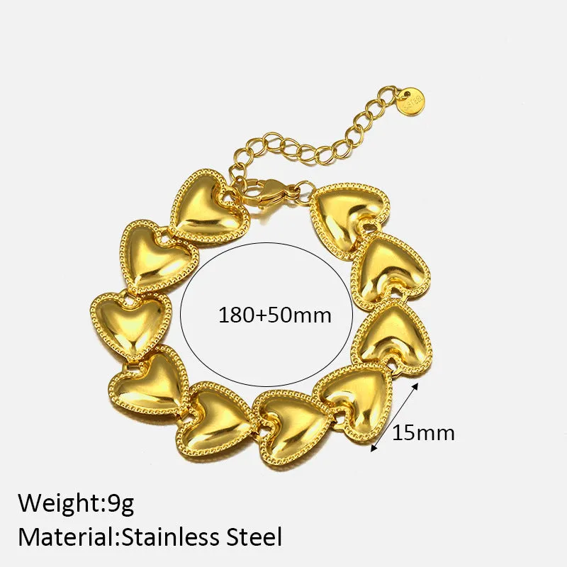 Adjustable Stylish Heart Shaped Gold Bracelet JLTB0570