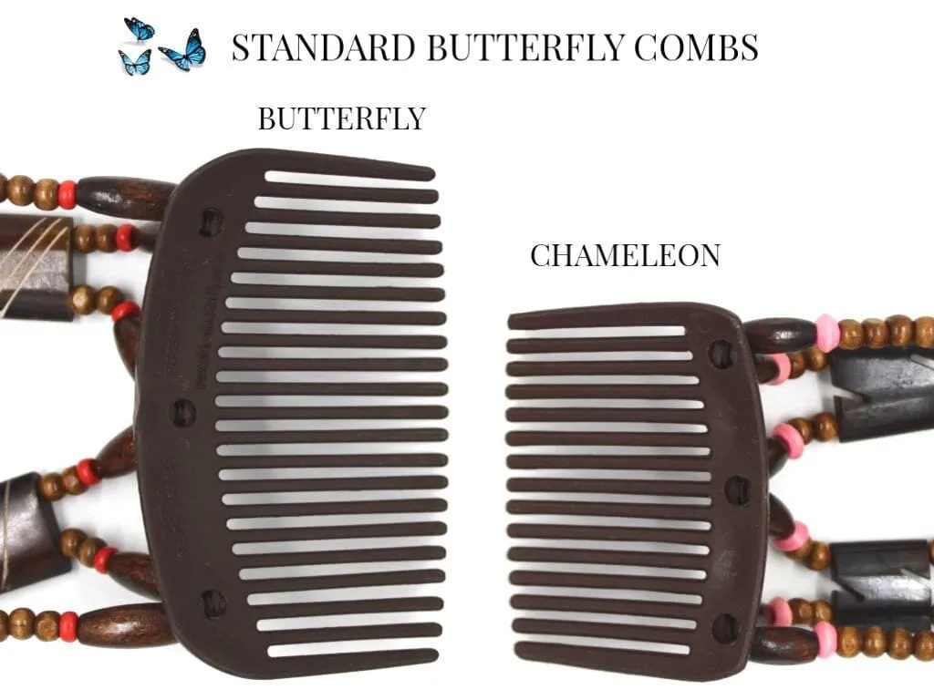 African Butterfly Chameleon Hair Comb - Beada Tube Clear 11