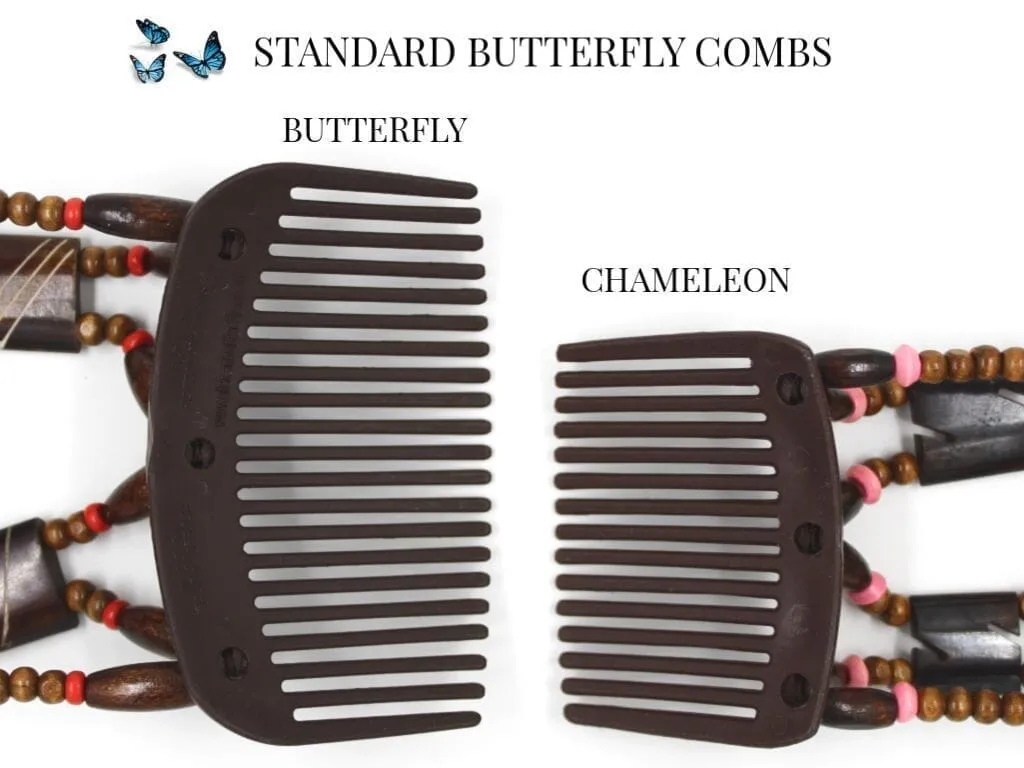 African Butterfly Chameleon Hair Comb - Stones & Bones Brown 37