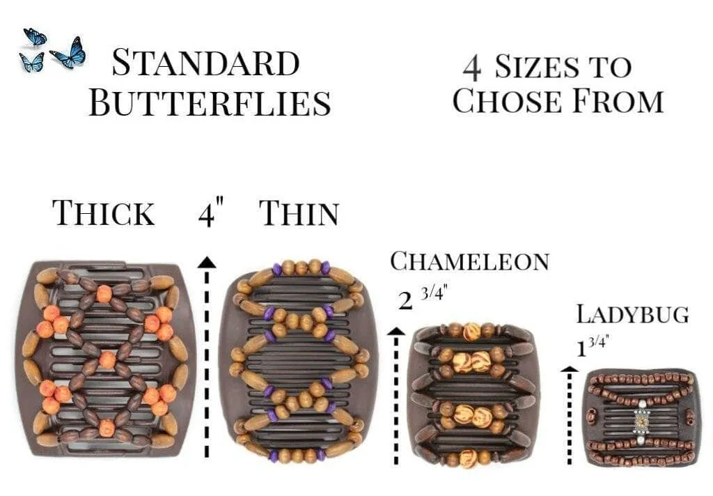 African Butterfly Chameleon Hair Comb - Stones & Bones Brown 37