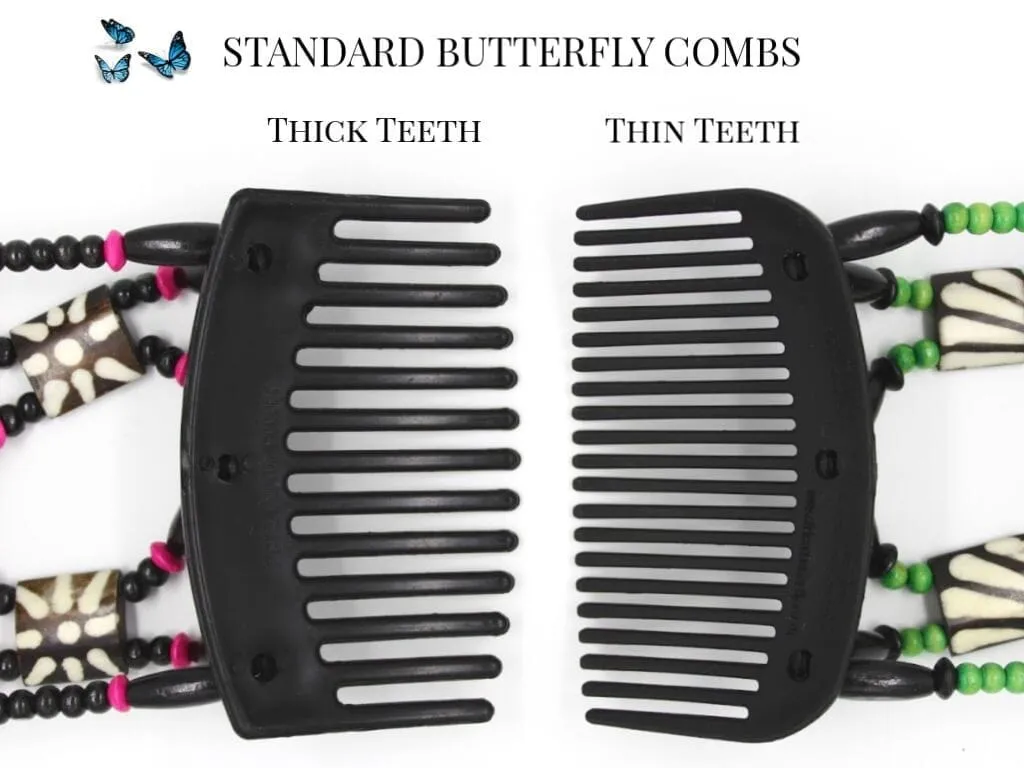 African Butterfly Hair Comb - Flowers Clear 70