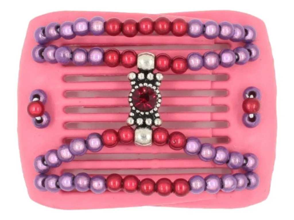 African Butterfly LadyBug Hair Comb - Pink Raspberry 22