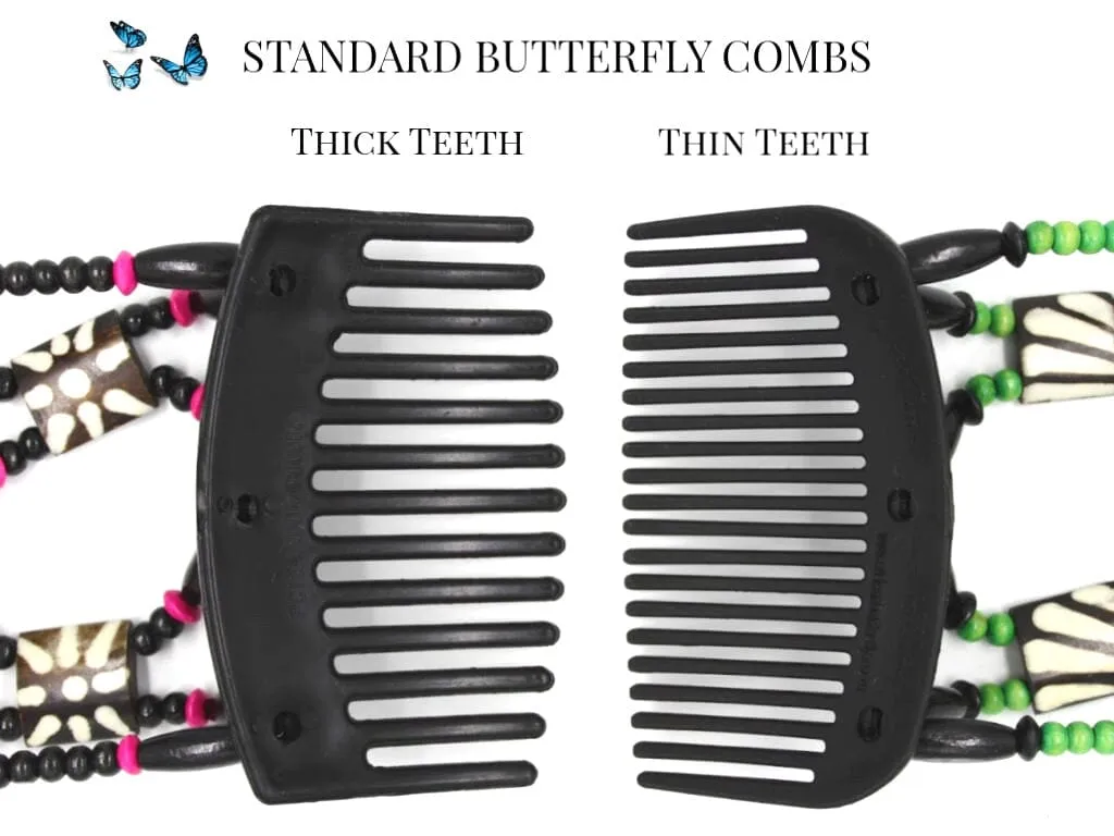 African Butterfly Thick Hair Comb - Dalena Brown 76