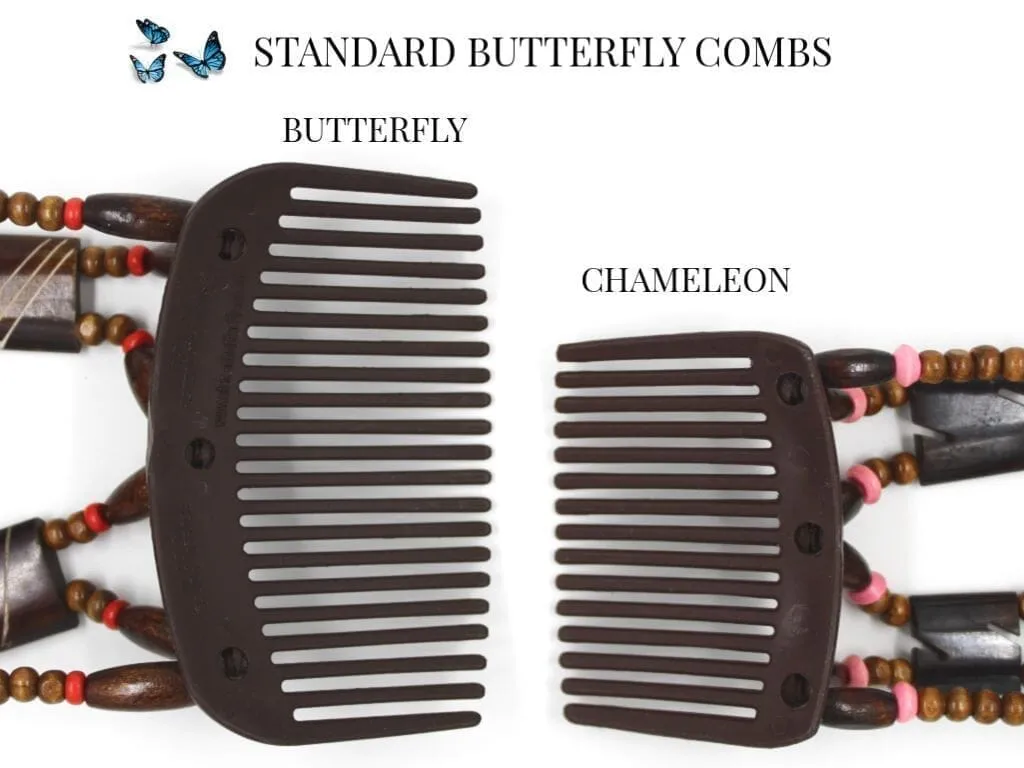 African Butterfly Thick Hair Comb - Flowers Clear 72