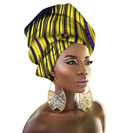 African Traditional Headwrap Scarf Tie, Multi-Color Urban Ladies Hair Accessory Headband Head Scarf (TTJ23)