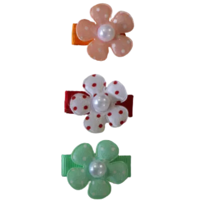 Baby Non Slip Hair Clip - Spotty Daisy Set (3 set colour options)