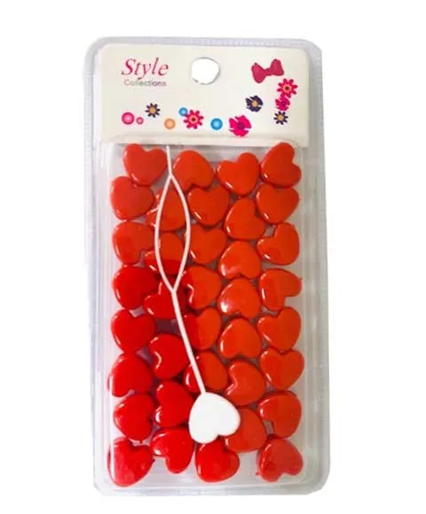 Beauty Collection Style Collection Heart Shape Hair Beads BD003 RED