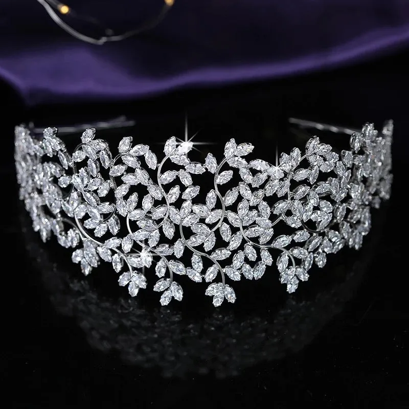 Big Luxury Couture Cubic Zirconia Crystal Bridal Headband Tiara