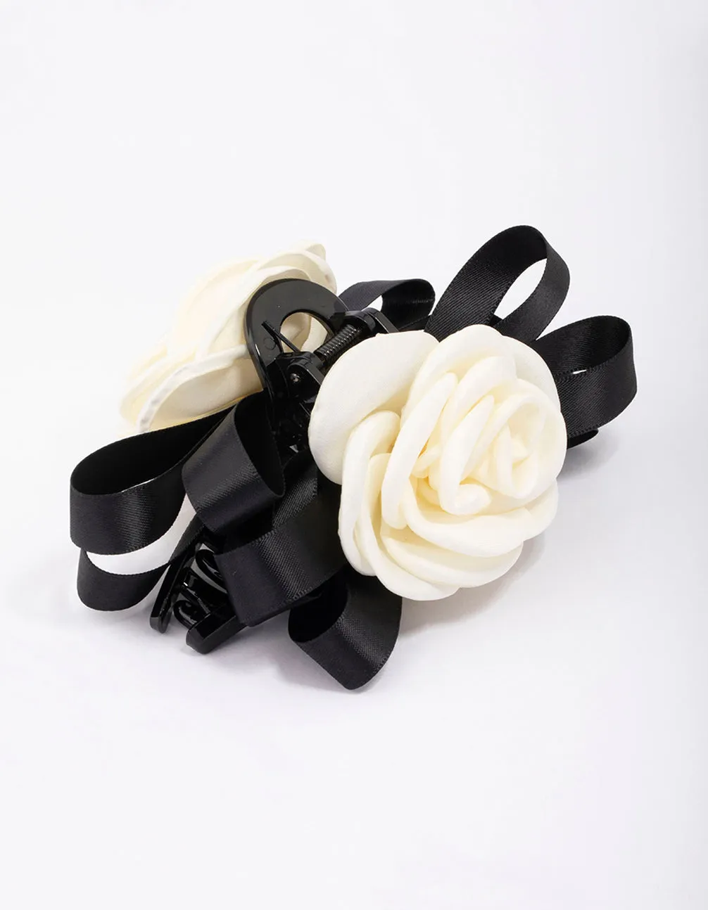 Black Mixed Bow & Flower Hair Claw Clips