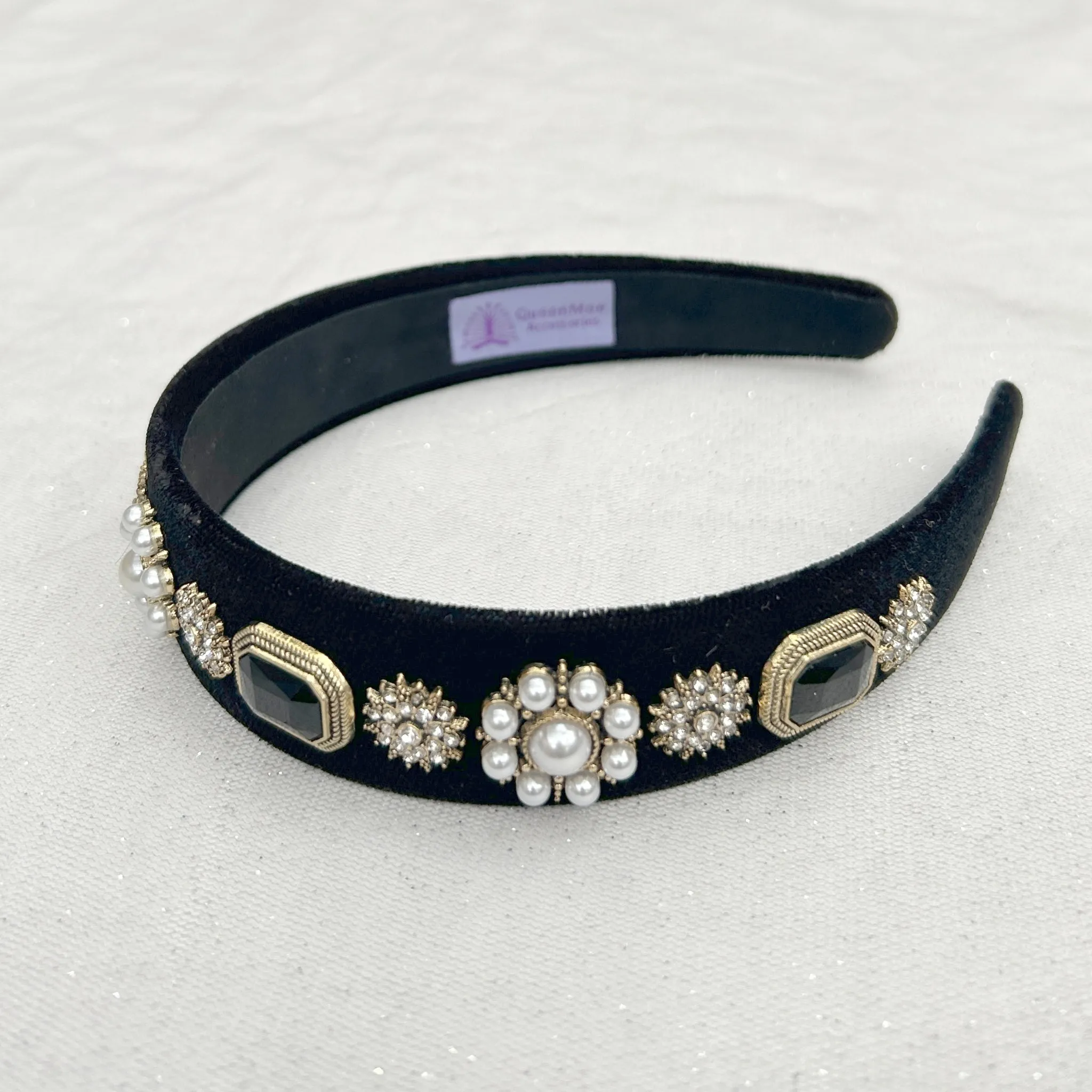 Black Pearl Headband Velvet Hair Band