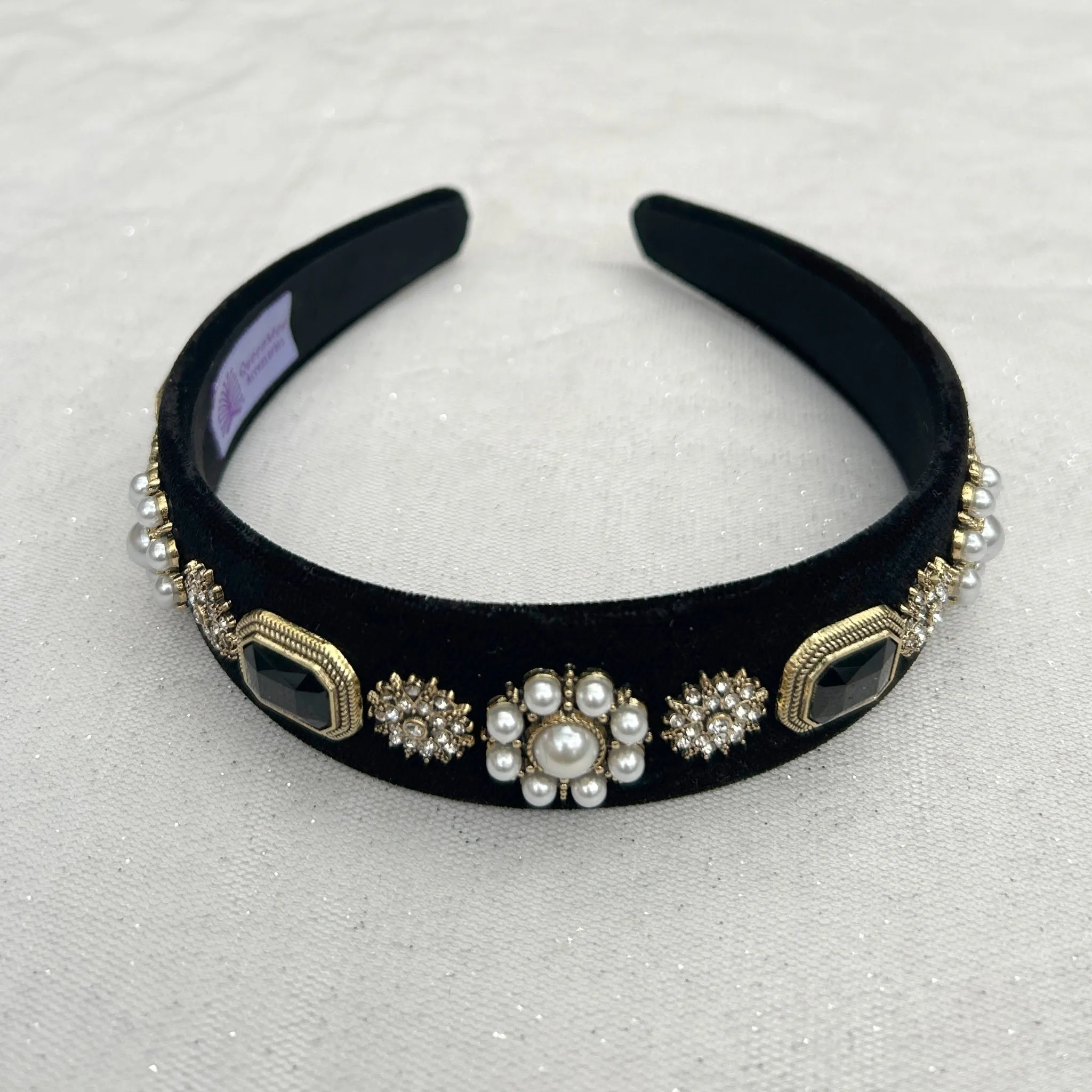 Black Pearl Headband Velvet Hair Band