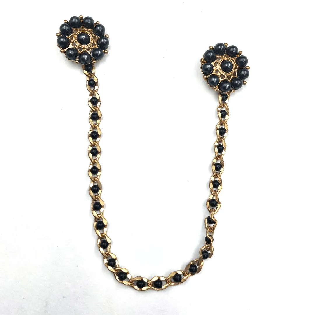 Black Pearls Chain Design Brooch