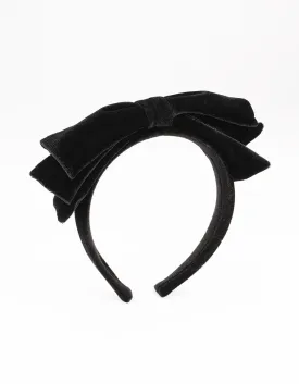 Black Velvet Fabric Large Bow Headband