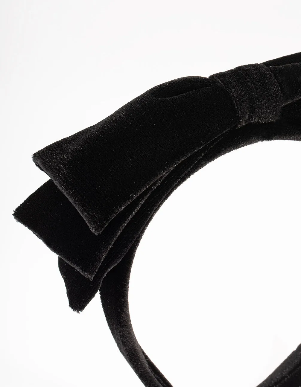 Black Velvet Fabric Large Bow Headband