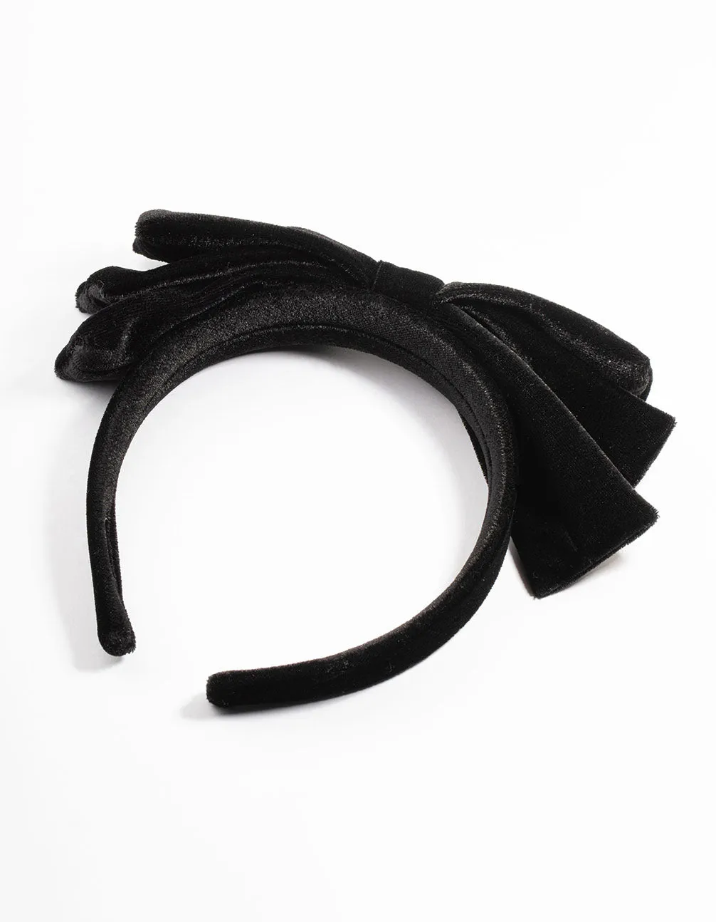 Black Velvet Fabric Large Bow Headband