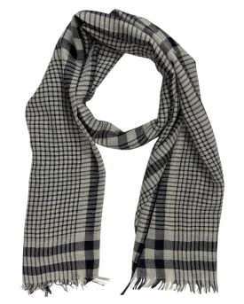 Brunello Cucinelli Scarf Midnight Blue Gray Plaid - Cashmere Silk Men Shawl SALE