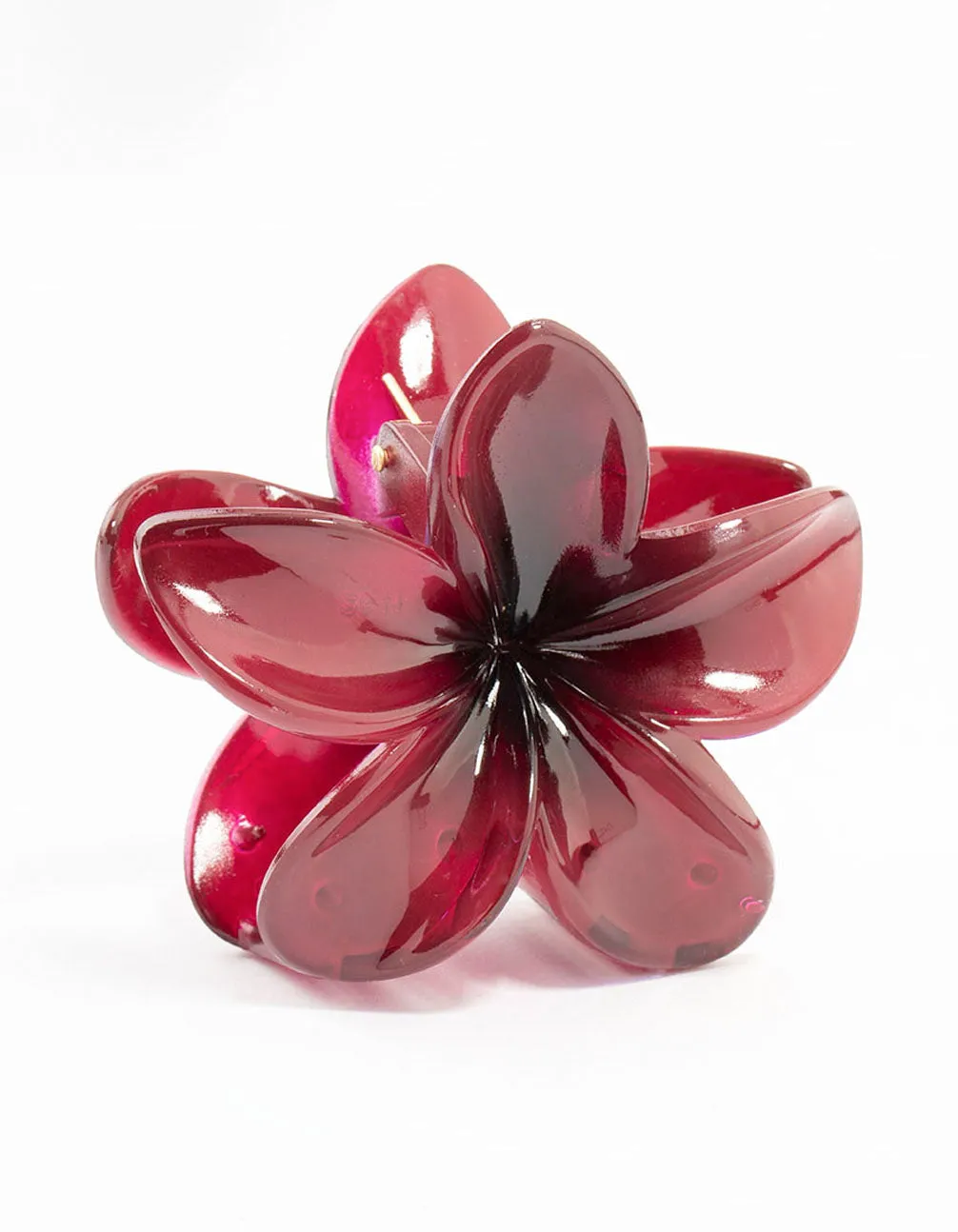 Burgunday Frangipani Hair Claw Clip