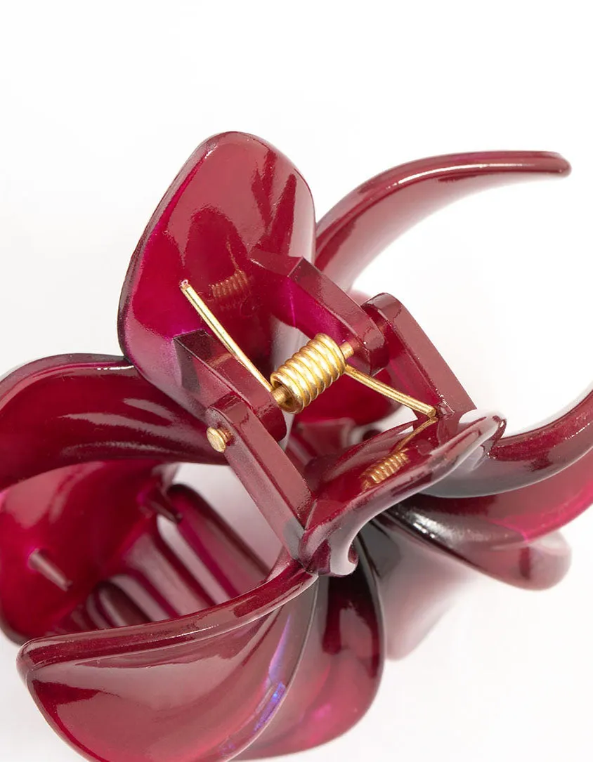 Burgunday Frangipani Hair Claw Clip