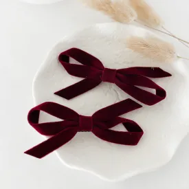 Burgundy Mini Bow Hair Clips