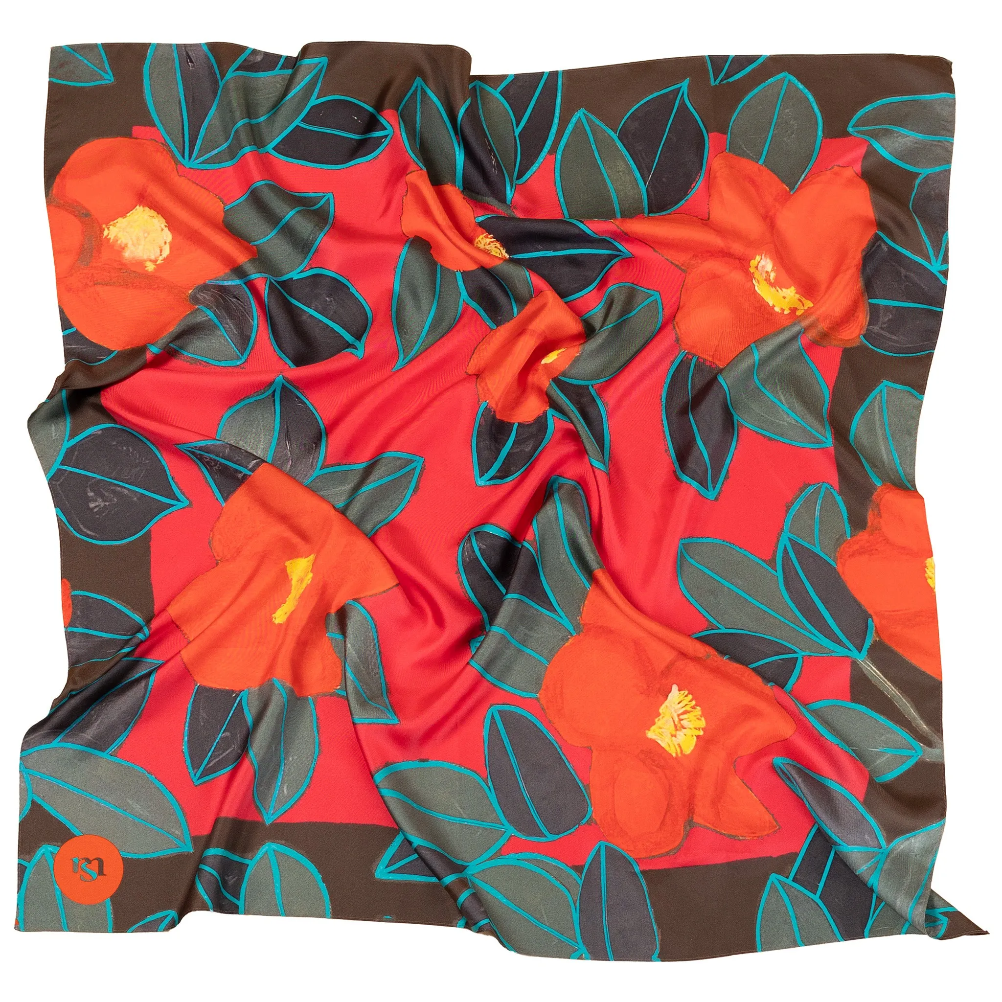 camelias square silk scarf