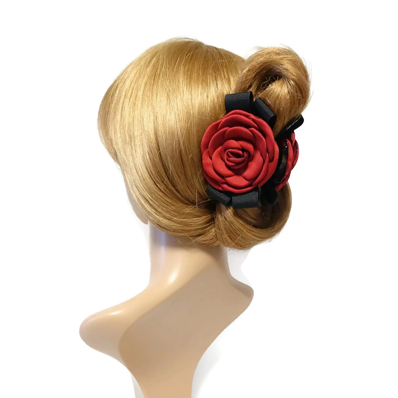 camellia decorated flower hair jaw claw women floral hair clamp