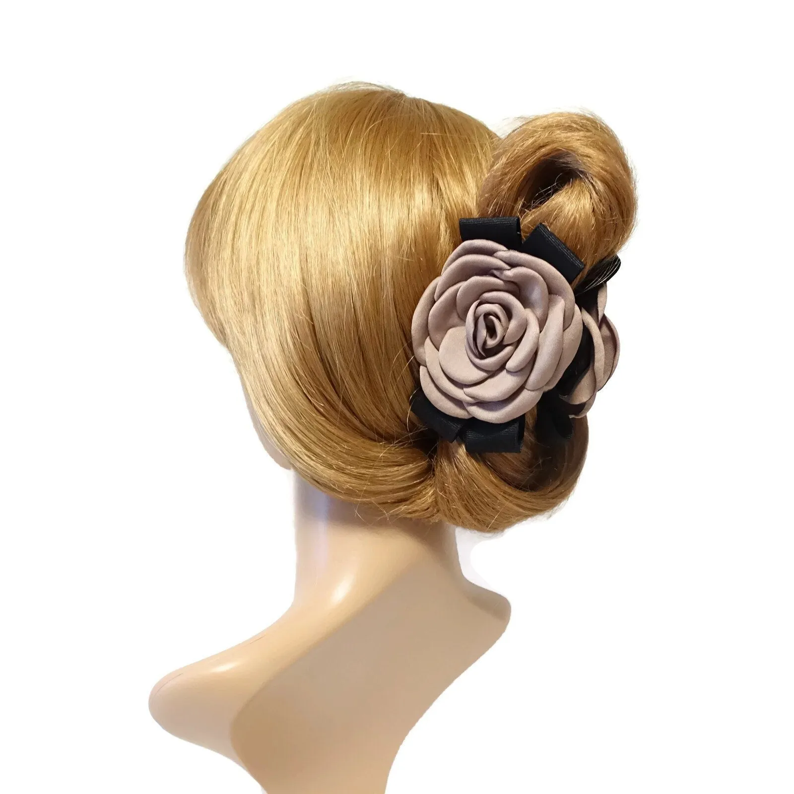 camellia decorated flower hair jaw claw women floral hair clamp