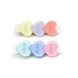 Candy Hearts Pastel Pearlized Hair Clips - VAL