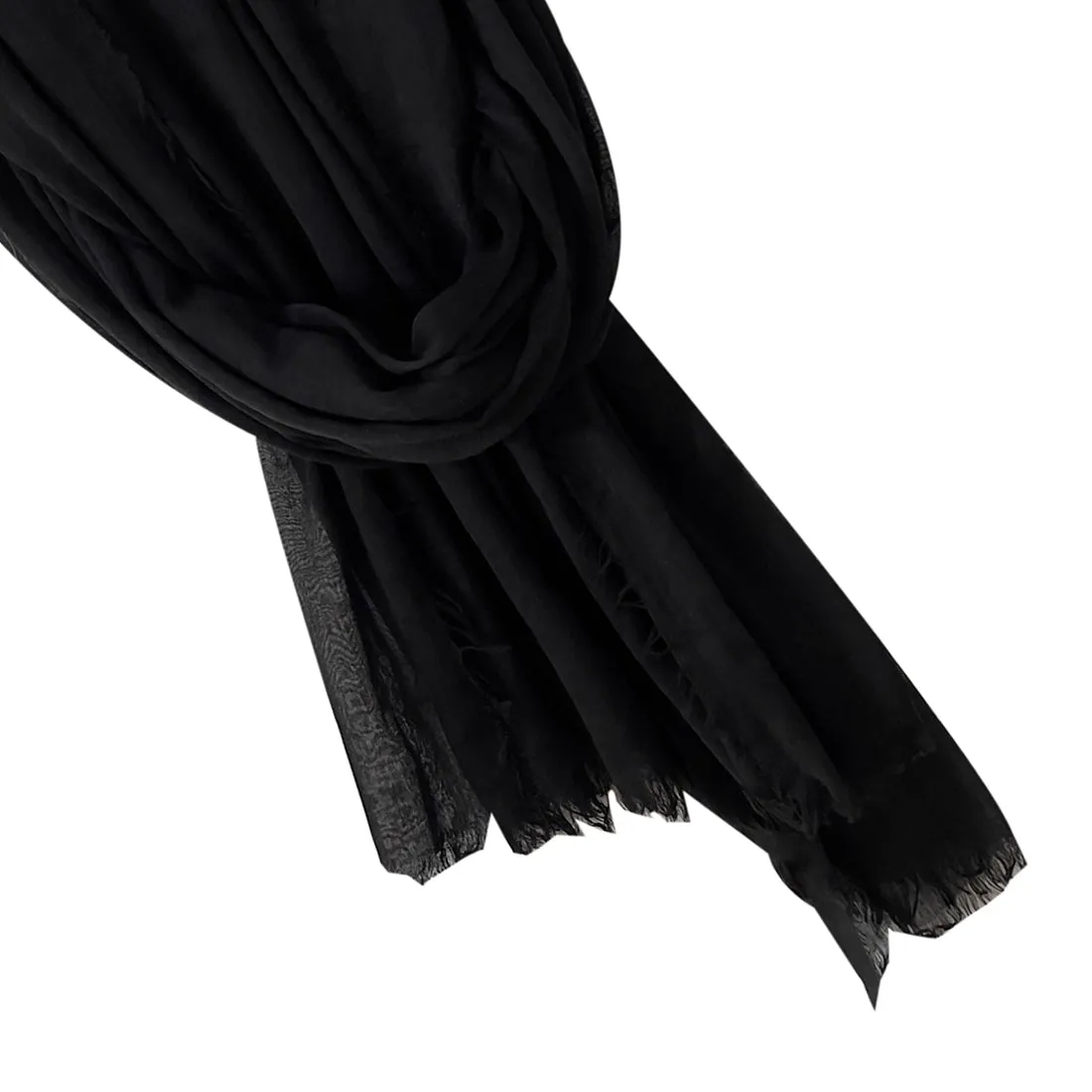 CONTEMPORARY SOLID BLACK SOFT POLYESTER SCARF