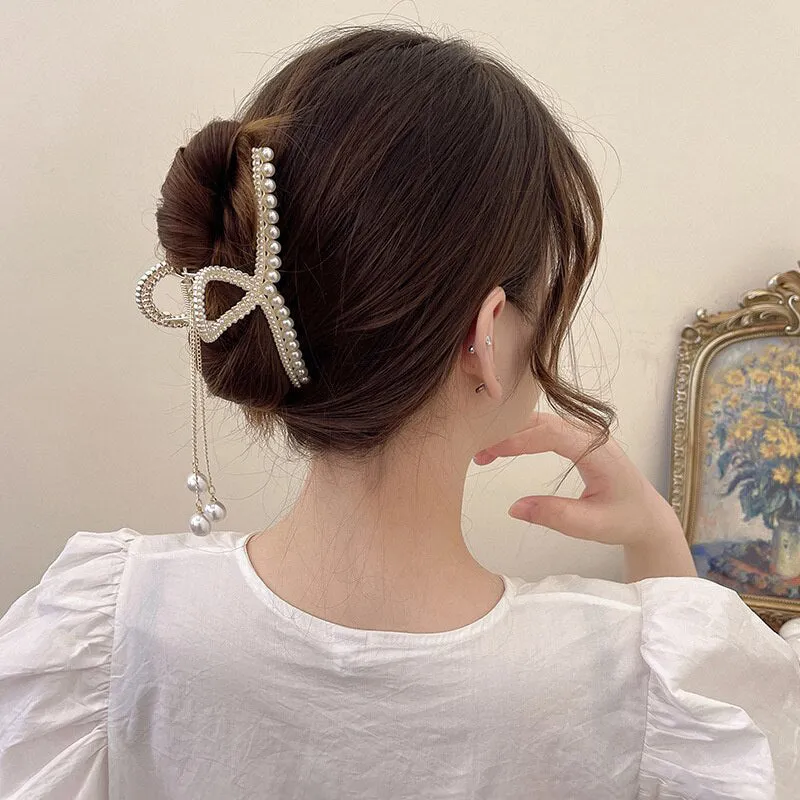 Dazzling Rhinestone Tassel Hair Claw Clips For Women