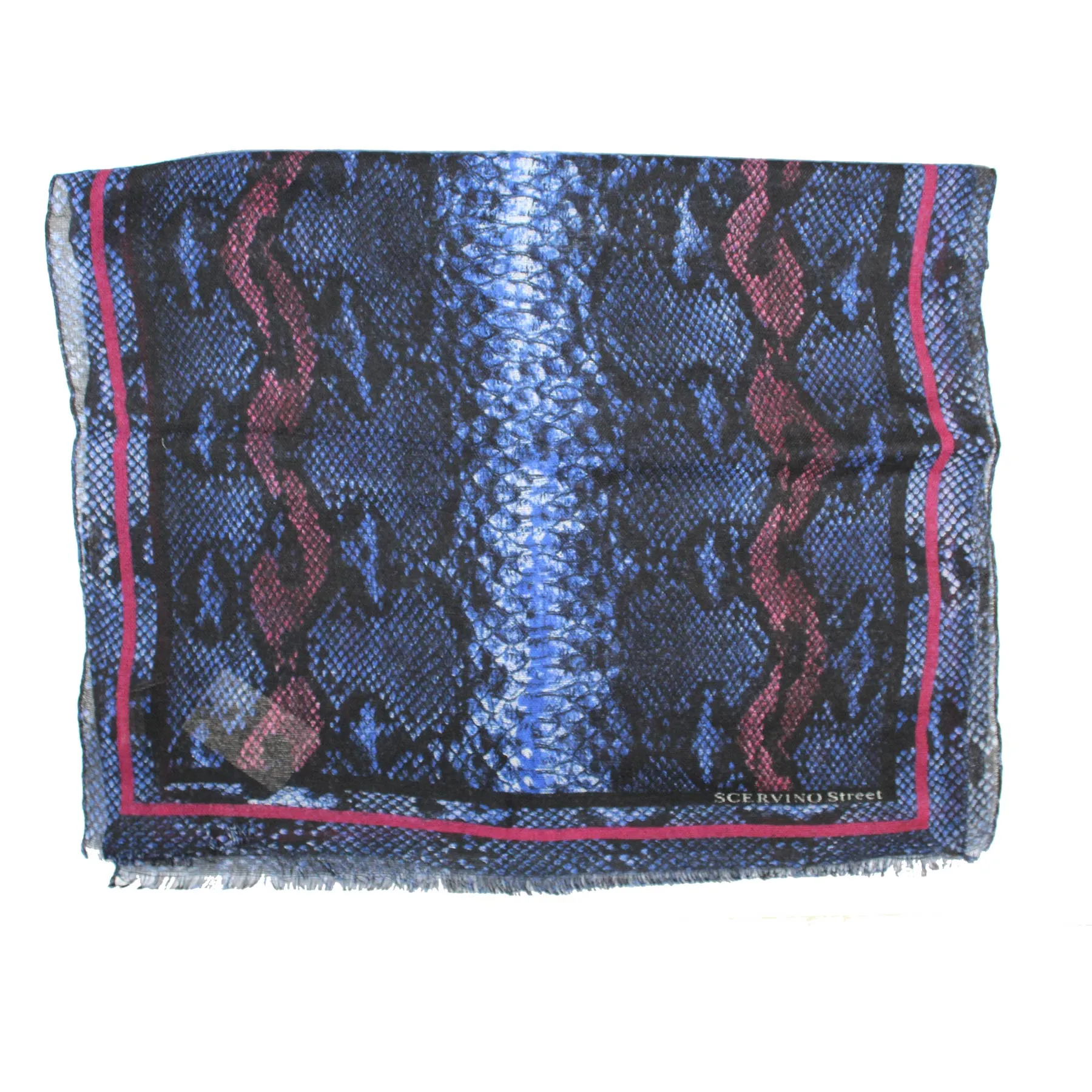 Ermanno Scervino Scarf Dark Blue Snakeskin - Wool Shawl SALE