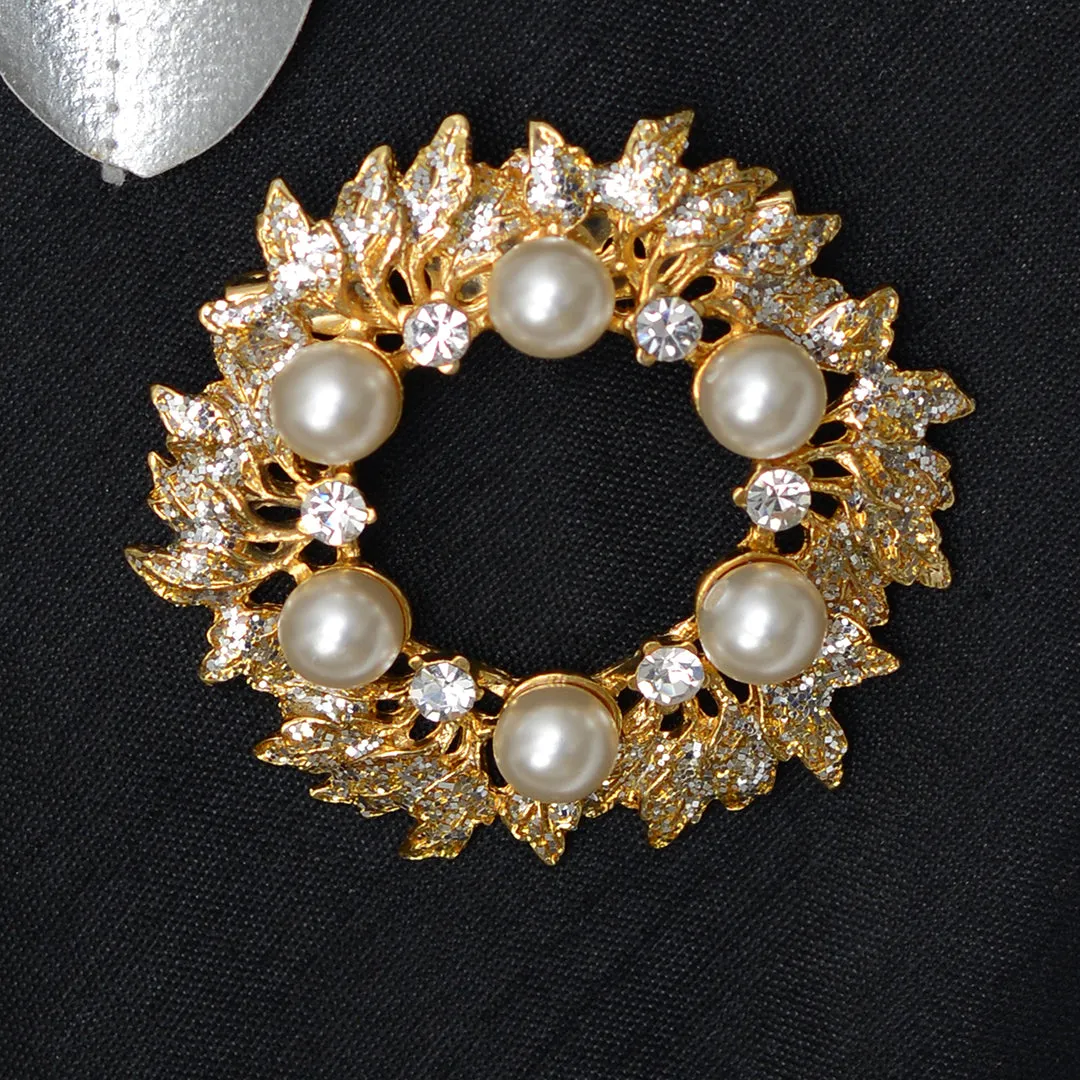 Floral Pearl Stone Studded Brooch