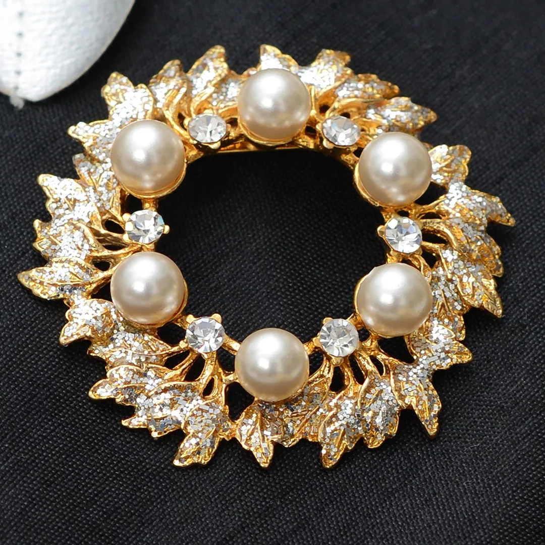 Floral Pearl Stone Studded Brooch