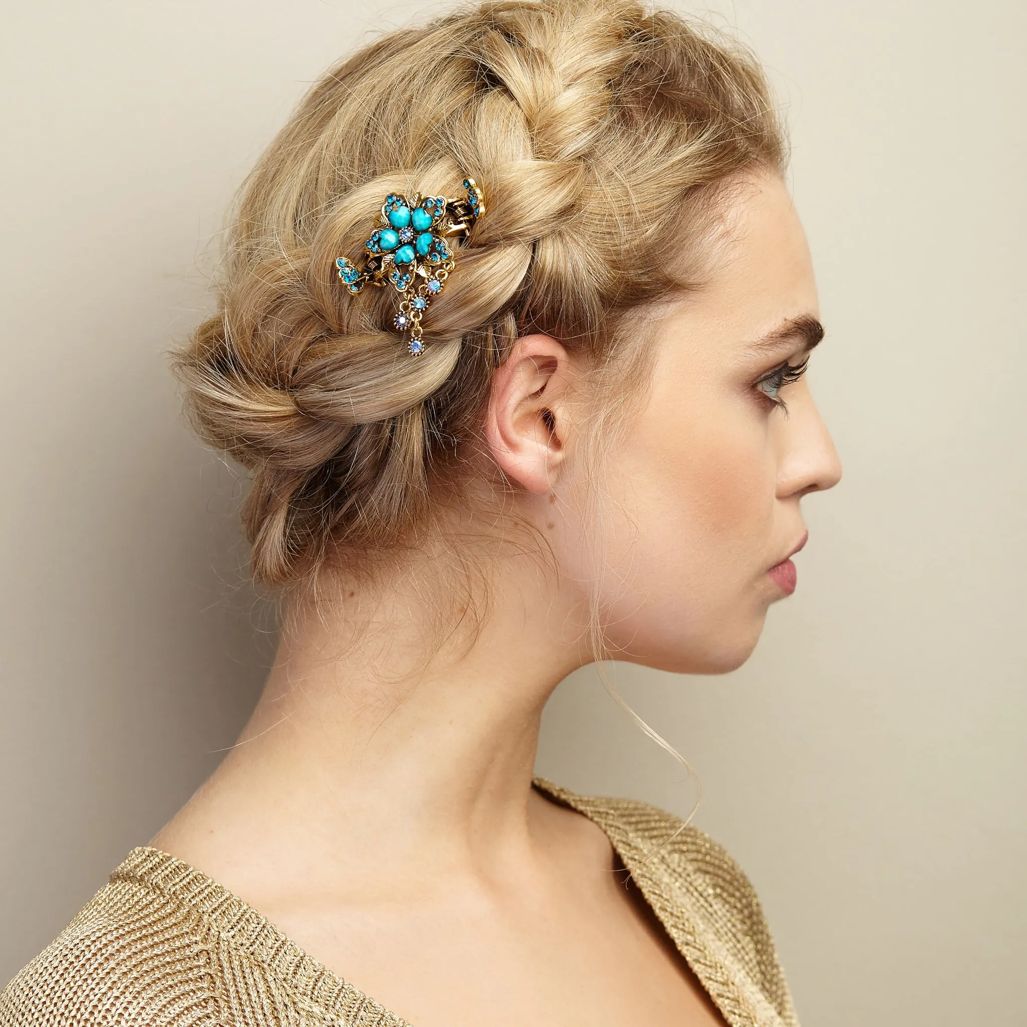 Flower Hair Accessory with Gems