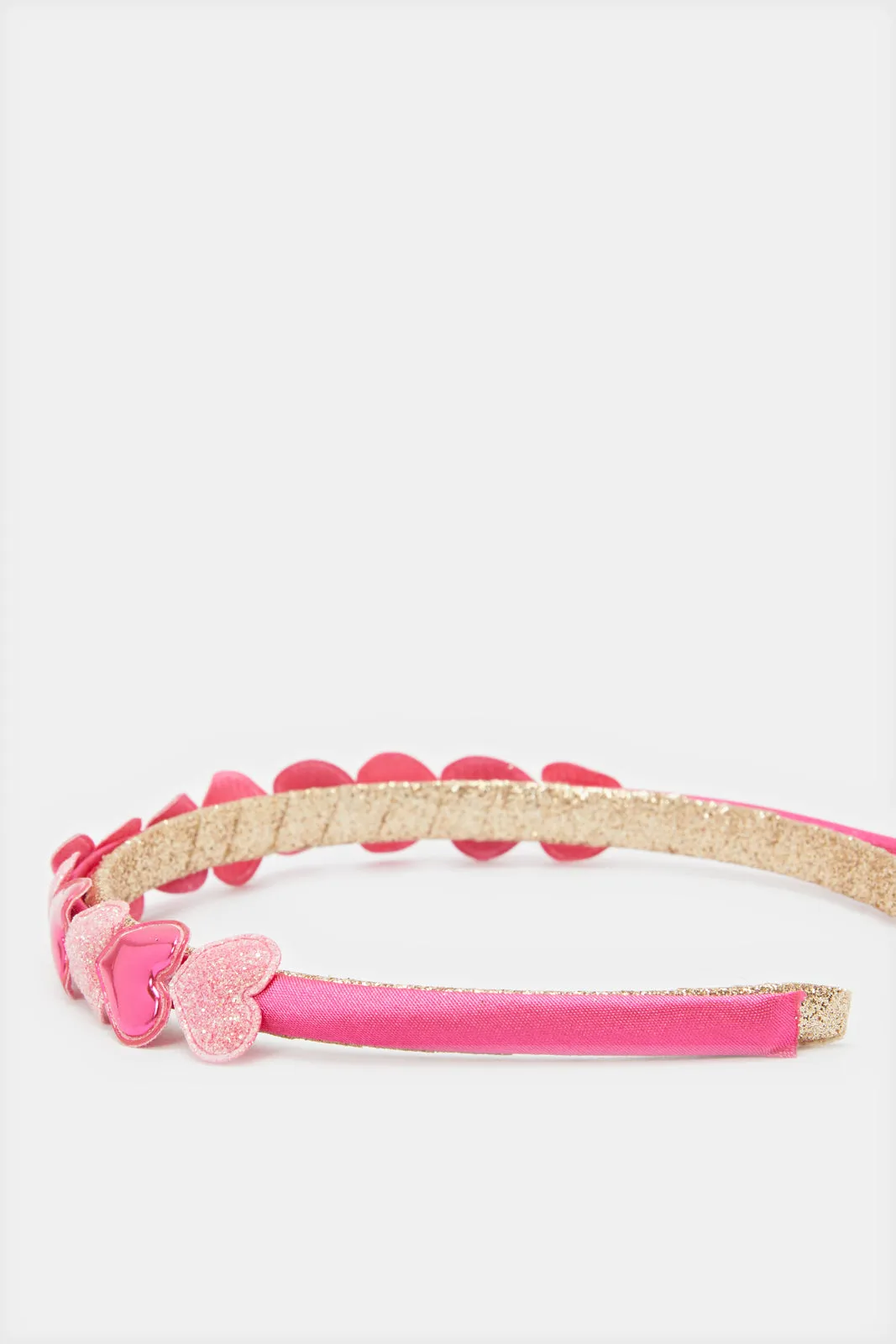 Girls White And Pink Embellished Headband Set (2 Piece)