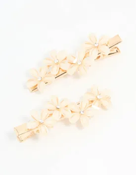 Gold Diamante Mini Flower Clips 2-Pack