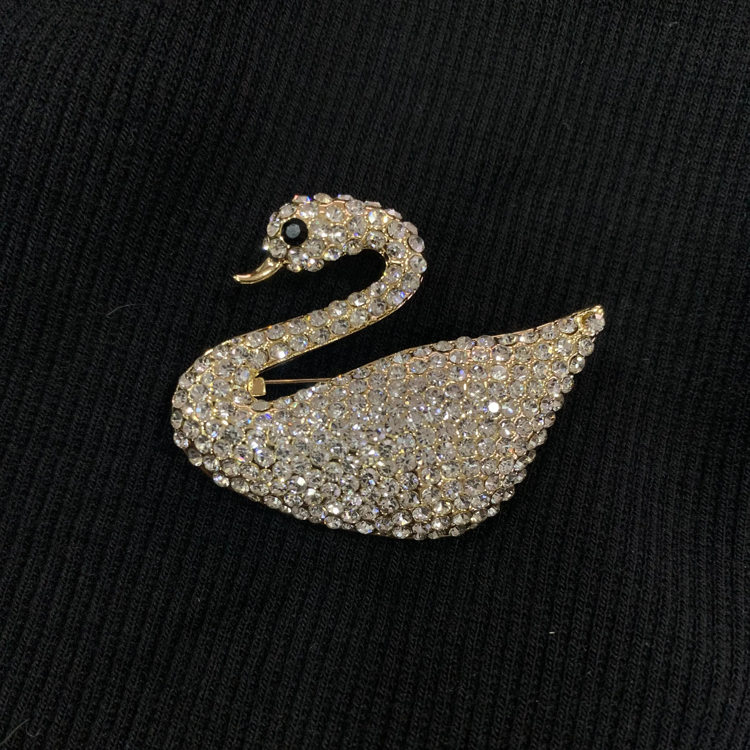 Gold Swaroski Swan Stone studded Brooch