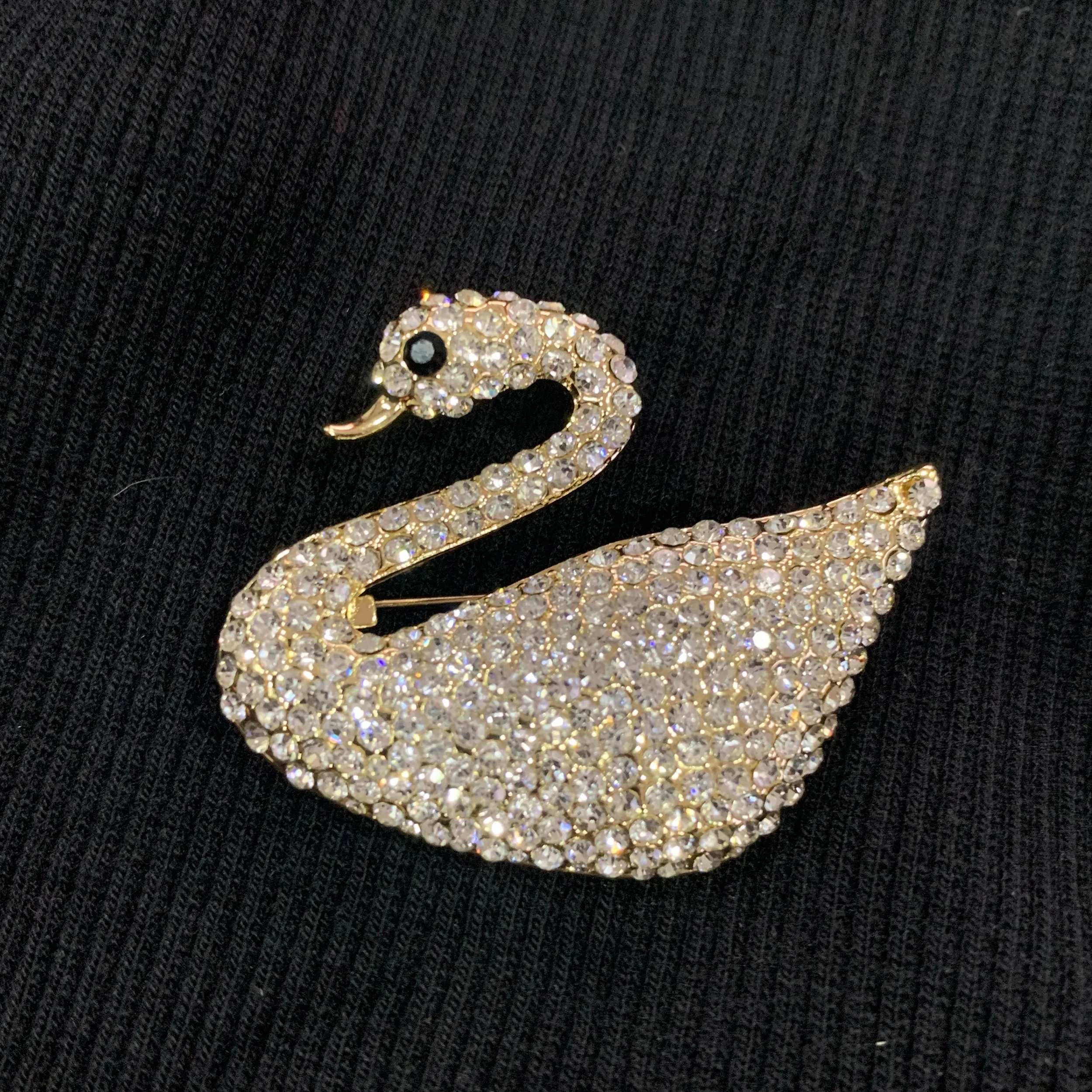 Gold Swaroski Swan Stone studded Brooch