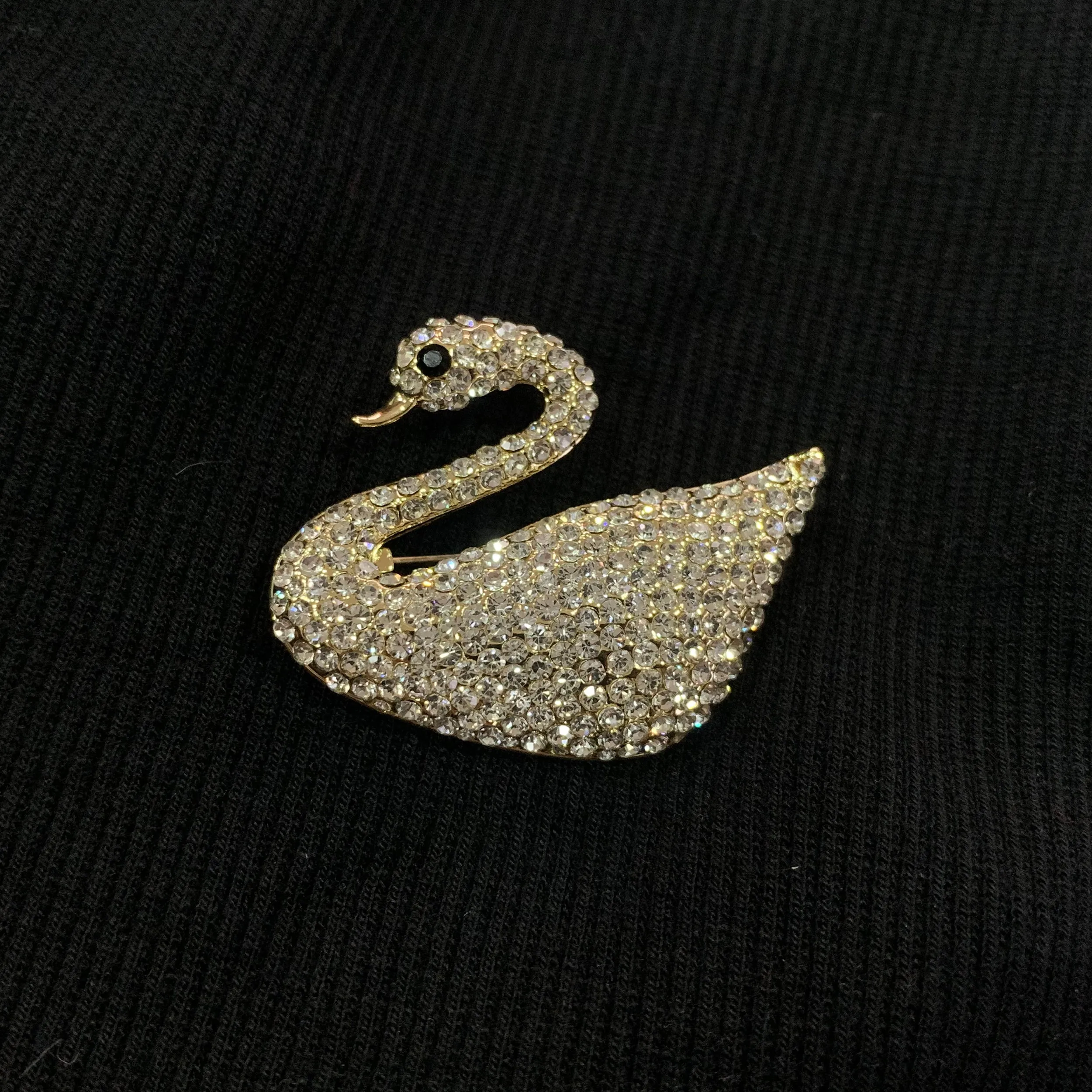 Gold Swaroski Swan Stone studded Brooch