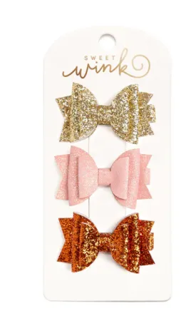 Golden Blush Bow Clip Set